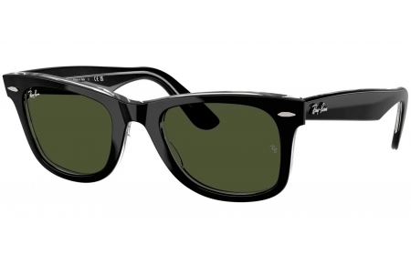 Gafas de Sol - Ray-Ban - RB2140 ORIGINAL WAYFARER - 129431  BLACK ON TRANSPARENT // GREEN
