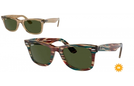Gafas de Sol - Ray-Ban - RB2140 ORIGINAL WAYFARER - 138731  PHOTOCHROMATIC STRIPED GREY // GREEN