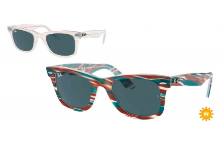 Gafas de Sol - Ray-Ban - RB2140 ORIGINAL WAYFARER - 1407R5  PHOTOCHROMATIC STRIPED LIGHT BLUE // DARK BLUE