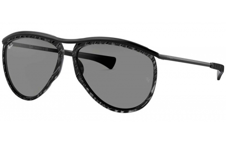 Gafas de Sol - Ray-Ban - RB2219 OLYMPIAN AVIATOR - 1305B1 TOP WRINKLED BLACK ON BLACK // DARK GREY