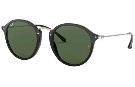 Gafas de Sol - Ray-Ban - RB2447 ROUND - 901/58 BLACK // GREEN POLARIZED