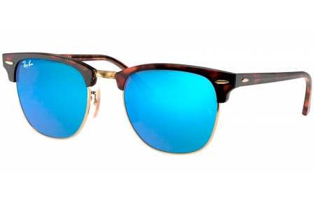 Gafas de Sol - Ray-Ban - RB3016 CLUBMASTER - 114517 SAND HAVANA GOLD // GREY MIRROR BLUE