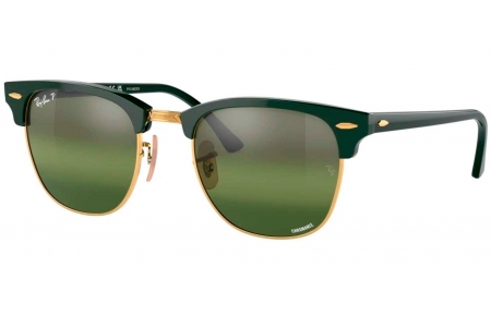 Gafas de Sol - Ray-Ban - RB3016 CLUBMASTER - 1368G4 GREEN ON GOLD // SILVER GRADIENT GREEN MIRROR POLARIZED