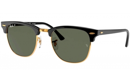 Gafas de Sol - Ray-Ban - RB3016 CLUBMASTER - 901/58 BLACK // CRYSTAL GREEN POLARIZED