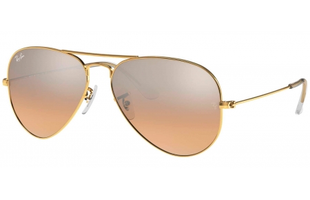 Gafas de Sol - Ray-Ban - RB3025 AVIATOR LARGE METAL - 001/3E GOLD // BROWN GRADIENT PINK SILVER MIRROR