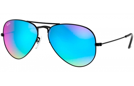 Gafas de Sol - Ray-Ban - RB3025 AVIATOR LARGE METAL - 002/4O SHINY BLACK // MIRROR BLUE GRADIENT