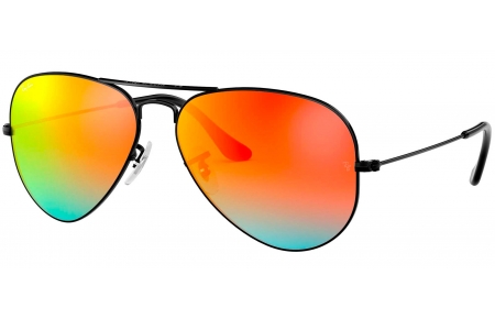 Gafas de Sol - Ray-Ban - RB3025 AVIATOR LARGE METAL - 002/4W SHINY BLACK // MIRROR RED GRADIENT