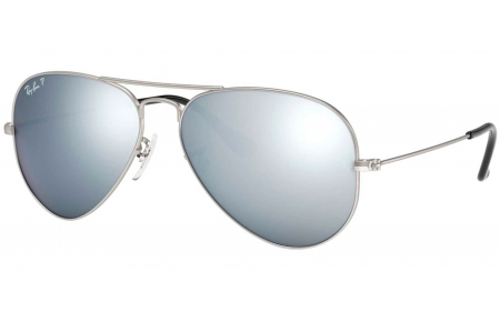 Gafas de Sol - Ray-Ban - RB3025 AVIATOR LARGE METAL - 019/W3 MATTE SILVER // SILVER MIRROR POLARIZED