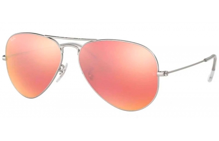 Gafas de Sol - Ray-Ban - RB3025 AVIATOR LARGE METAL - 019/Z2 MATTE SILVER // BROWN MIRROR PINK