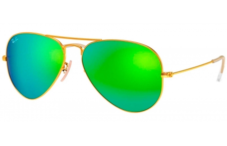Gafas de Sol - Ray-Ban - RB3025 AVIATOR LARGE METAL - 112/19 MATTE GOLD // CRYSTAL GREEN MIRROR MULTILAYER GREEN