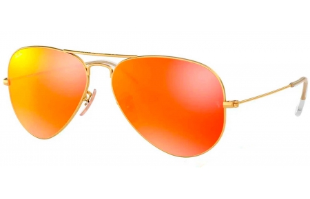 Gafas de Sol - Ray-Ban - RB3025 AVIATOR LARGE METAL - 112/69 MATTE GOLD // BROWN MIRROR ORANGE