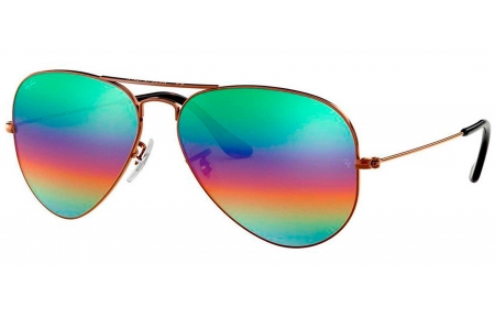 Gafas de Sol - Ray-Ban - RB3025 AVIATOR LARGE METAL - 9018C3 METALLIC MEDIUM BRONZE // LIGHT GREY MIRROR RAINBOW 2