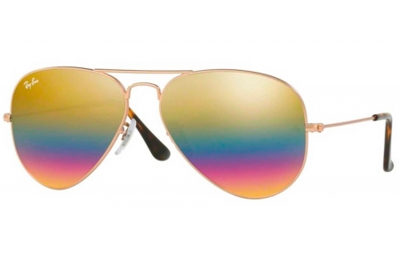 Gafas de Sol - Ray-Ban - RB3025 AVIATOR LARGE METAL - 9020C4 METALLIC LIGHT BRONZE // LIGHT GREY MIRROR RAINBOW 3