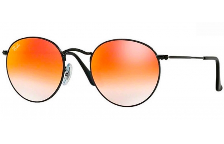 Gafas de Sol - Ray-Ban - RB3447 ROUND METAL - 002/4W SHINY BLACK // MIRROR GRADIENT RED