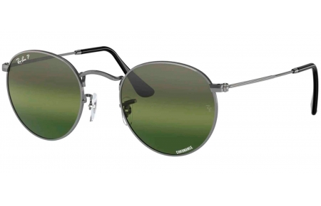 Gafas de Sol - Ray-Ban - RB3447 ROUND METAL - 004/G4 GUNMETAL // GREEN GRADIENT MIRROR SILVER POLARIZED