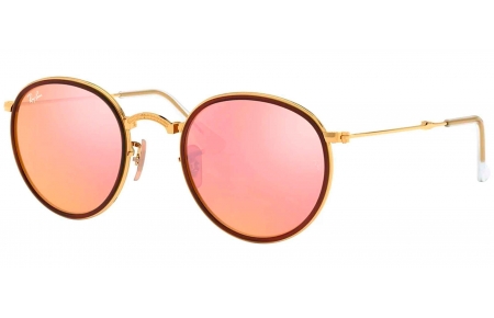 Gafas de Sol - Ray-Ban - RB3517 ROUND FOLDING - 001/Z2 BURGUNDY GOLD // BROWN MIRROR PINK