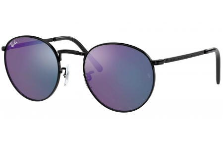 Gafas de Sol - Ray-Ban - RB3637 NEW ROUND - 002/G1 BLACK // GREEN MIRROR BLUE