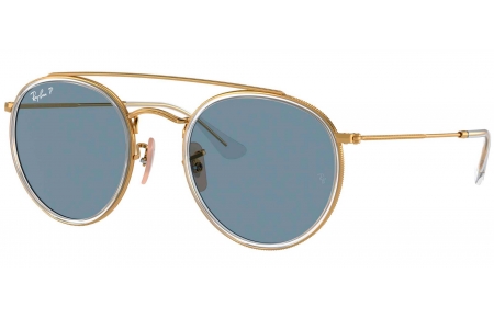 Gafas de Sol - Ray-Ban - RB3647N ROUND DOUBLE BRIDGE - 001/02 GOLD // BLUE POLARIZED
