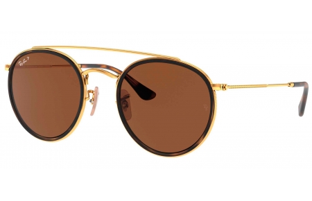 Gafas de Sol - Ray-Ban - RB3647N ROUND DOUBLE BRIDGE - 001/57 GOLD // BROWN POLARIZED