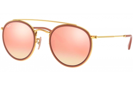 Gafas de Sol - Ray-Ban - RB3647N ROUND DOUBLE BRIDGE - 001/7O GOLD // GRADIENT BROWN MIRROR PINK