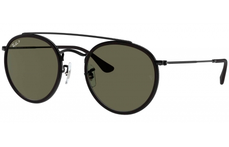 Gafas de Sol - Ray-Ban - RB3647N ROUND DOUBLE BRIDGE - 002/58 BLACK // GREEN POLARIZED