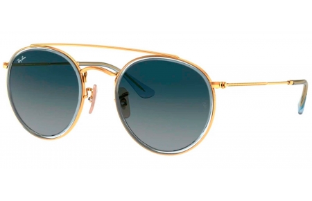 Gafas de Sol - Ray-Ban - RB3647N ROUND DOUBLE BRIDGE - 91233M GOLD // BLUE GREY GRADIENT