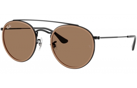 Gafas de Sol - Ray-Ban - RB3647N ROUND DOUBLE BRIDGE - 927973  BLACK // BROWN