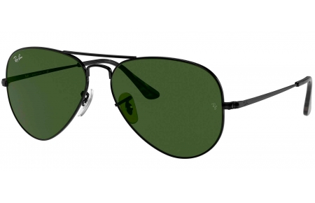 Gafas de Sol - Ray-Ban - RB3689 AVIATOR METAL II - 914831 BLACK // CRYSTAL GREEN
