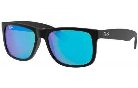 Gafas de Sol - Ray-Ban - RB4165 JUSTIN - 622/55 BLACK RUBBER // GREEN MIRROR BLUE
