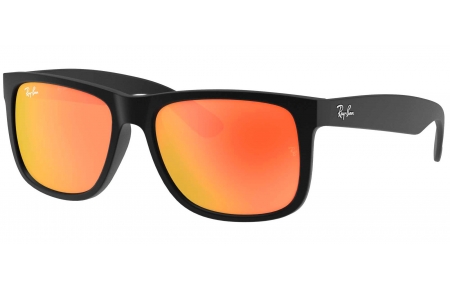 Gafas de Sol - Ray-Ban - RB4165 JUSTIN - 622/6Q RUBBER BLACK // BROWN MIRROR ORANGE