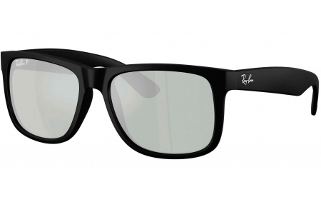 Gafas de Sol - Ray-Ban - RB4165 JUSTIN - 622/Y4 RUBBER BLACK // GREEN MIRROR SILVER POLARIZED