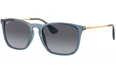 Gafas de Sol - Ray-Ban - RB4187 CHRIS - 6592T3 TRANSPARENT BLUE // GREY GRADIENT POLARIZED