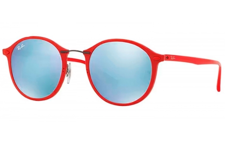 Gafas de Sol - Ray-Ban - RB4242 ROUND II LIGHT RAY - 764/30 SHINY RED // GREEN MIRROR SILVER