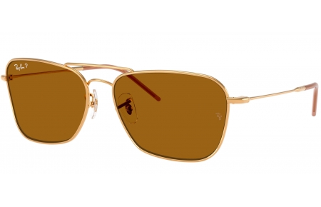 Gafas de Sol - Ray-Ban - RBR0102S CARAVAN REVERSE - 001/83  ARISTA GOLD // DARK BROWN POLARIZED