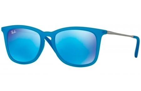 Gafas Junior - Ray-Ban Junior Collection - RJ9063S - 701155 AZURE FLUO TRANSPARENT RUBBER // LIGHT GREEN MIRROR BLUE