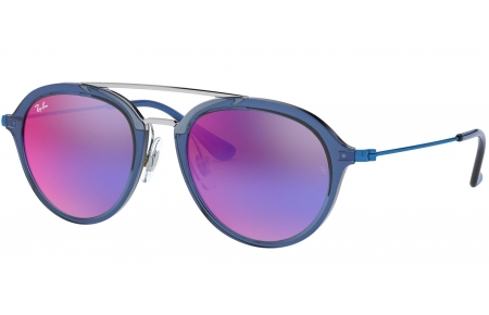 Gafas Junior - Ray-Ban Junior Collection - RJ9065S - 7037B1 TRANSPARENT BLUE // GREEN MIRRRO BLUE GRADIENT VIOLET