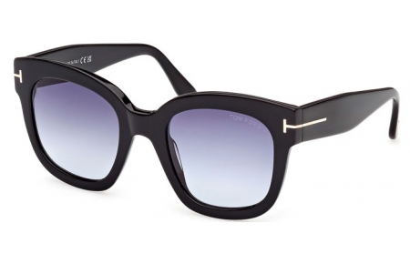 Sunglasses - Tom Ford - BEATRIX-02 FT0613 - 01W  SHINY BLACK // BLUE GRADIENT