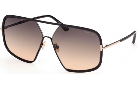 Lunettes de soleil - Tom Ford - WARREN-02 FT0867  - 01B  SHINY BLACK // GREY GRADIENT