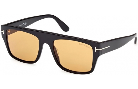 Sunglasses - Tom Ford - DUNNING-02 FT0907  - 01E  SHINY BLACK // LIGHT BROWN