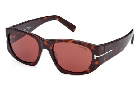 Lunettes de soleil - Tom Ford - CYRILLE-02 FT0987  - 52S  DARK HAVANA // BURGUNDY