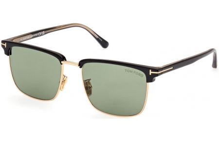 Sunglasses - Tom Ford - HUDSON-02 FT0997-H - 01N  SHINY BLACK // GREEN