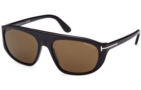 Sunglasses - Tom Ford - EDWARD-02 FT1002 - 01J  SHINY BLACK // ROVIEX