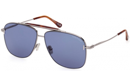 Lunettes de soleil - Tom Ford - JADEN FT1017 - 14V  RUTHENIUM // BLUE