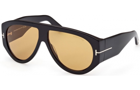Sunglasses - Tom Ford - BRONSON FT1044 - 01E  SHINY BLACK // LIGHT BROWN