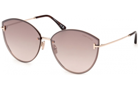 Gafas de Sol - Tom Ford - EVANGELINE FT1106 - 28G  SHINY ROSE GOLD // BROWN GRADIENT