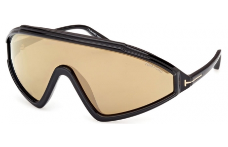 Lunettes de soleil - Tom Ford - LORNA FT1121 - 01G  SHINY BLACK // BROWN MIRROR