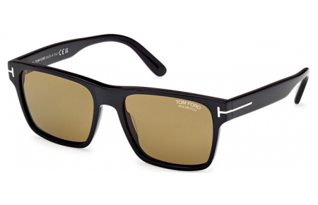 Lunettes de soleil - Tom Ford - CALDER FT1205 - 01H  SHINY BLACK // BROWN POLARIZED