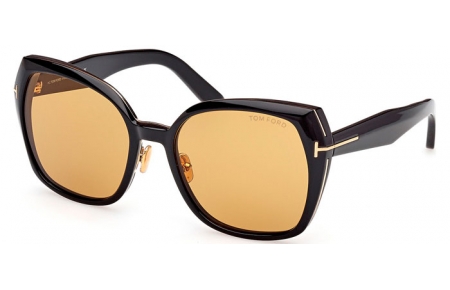 Sunglasses - Tom Ford - PLUM FT1223 - 01E  SHINY BLACK // LIGHT BROWN