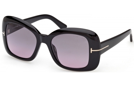 Gafas de Sol - Tom Ford - SANDRA-02 FT1348 - 01B  SHINY BLACK // SMOKE GRADIENT