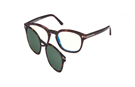 Monturas - Tom Ford - FT5532-B - 52N  DARK HAVANA // CLEAR + CLIP ON GREEN